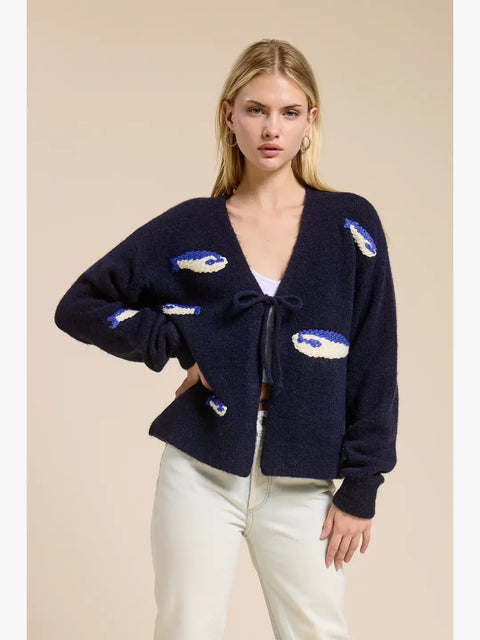 La Mer Sardine Embroidery Cardigan