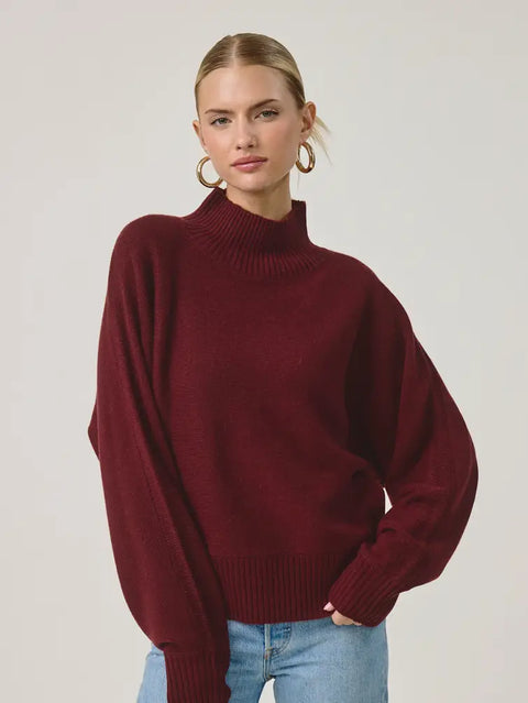 Terni Dolman Neck Cashmere Sweater Pullover in Maroon