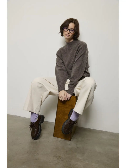 Terni Dolman Neck Cashmere Sweater Pullover in Espresso