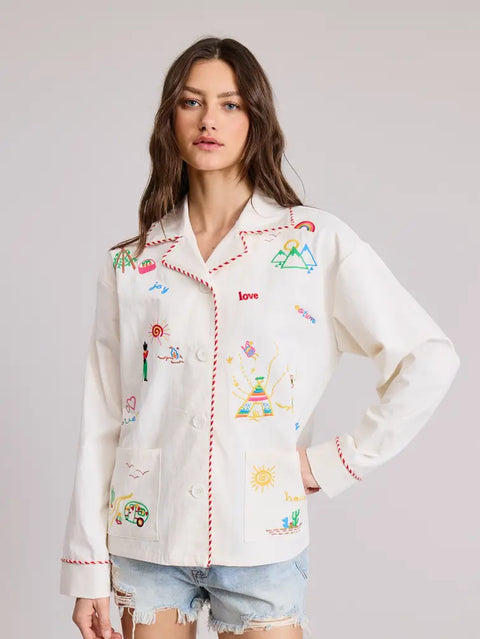 Joshua Embroidered Lightweight Shirt Top Jacket
