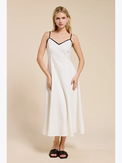 Seine Summer Midi Dress in White