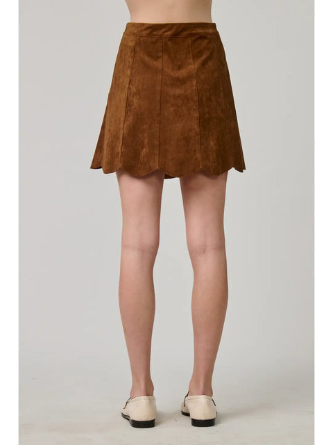 Sienna Scallop Suede Mini Skirt