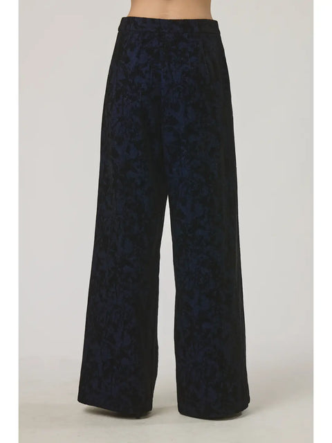 Midnight Textured Wide-Leg Pants