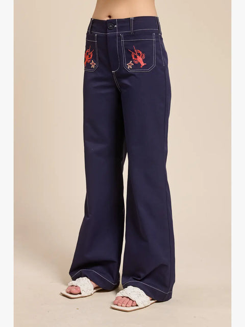 Marine Embroidery Trousers