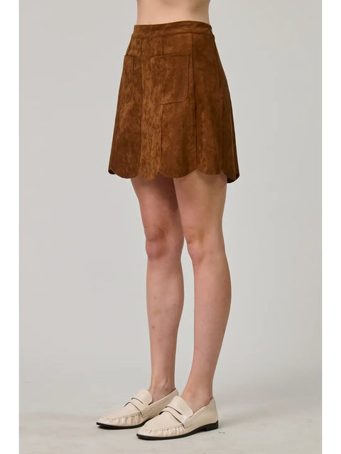 Sienna Scallop Suede Mini Skirt