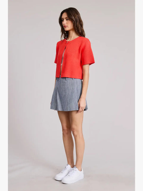 Angela Sweater Cardigan in Tomato
