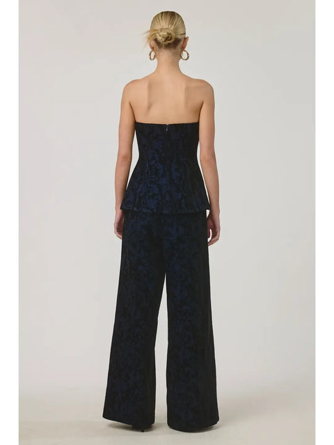 Midnight Textured Wide-Leg Pants
