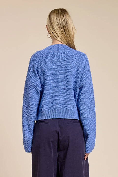 Coastal Blue Waffle Sweater Cardigan