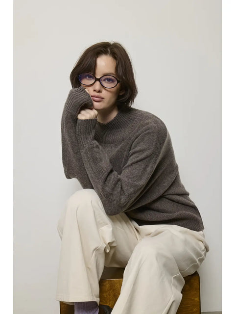 Terni Dolman Neck Cashmere Sweater Pullover in Espresso