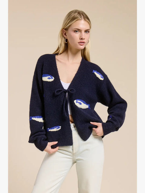 La Mer Sardine Embroidery Cardigan