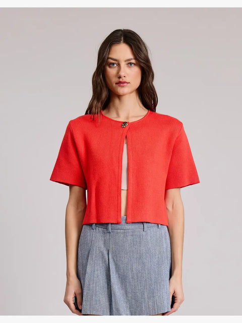 Angela Sweater Cardigan in Tomato