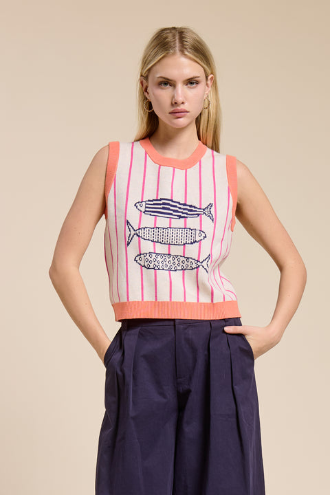 Candy Coral Marine Sweater Top