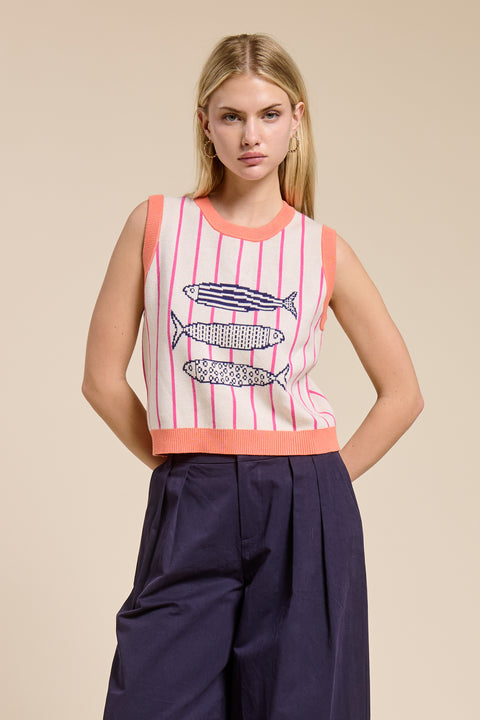 Candy Coral Marine Sweater Top