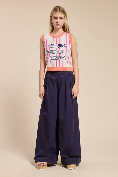 Candy Coral Marine Sweater Top