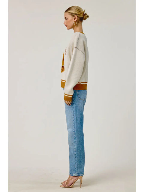 Stay Golden Dog Motif Sweater