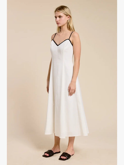 Seine Summer Midi Dress in White
