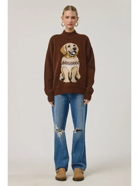 Cozy Pup Mock Neck Sweater