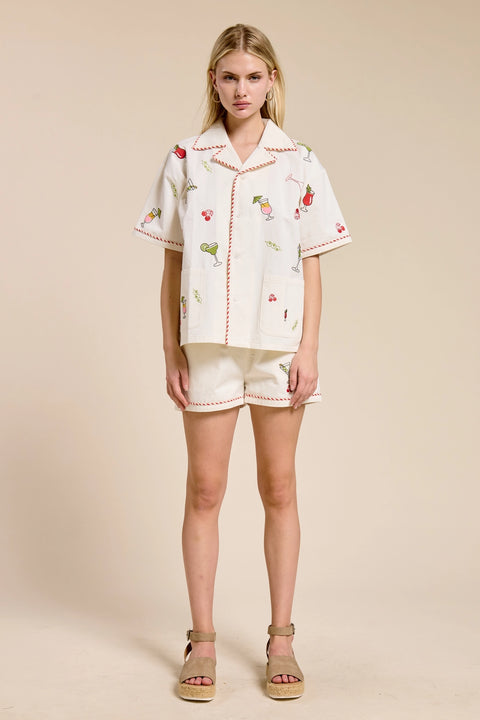 Capri Notte Embroidered Shirt Top