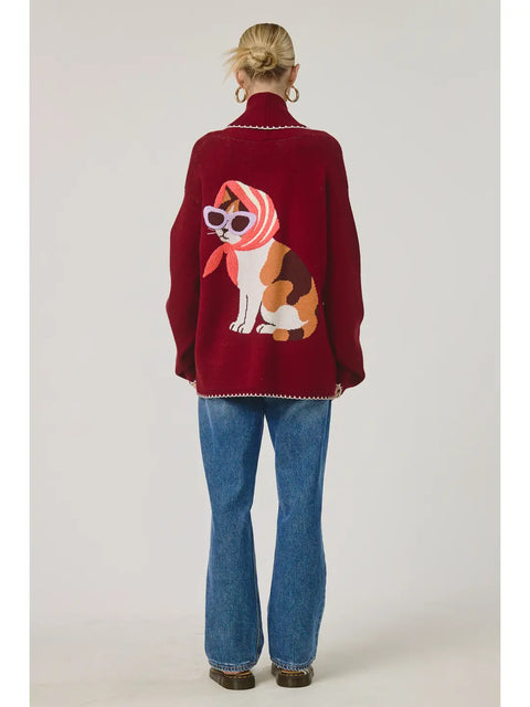 Coco Chic Cardigan in Burgundy