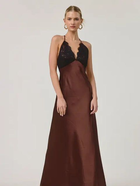 Noir Lace Satin Slip