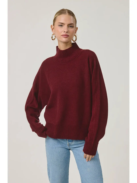 Terni Dolman Neck Cashmere Sweater Pullover in Maroon