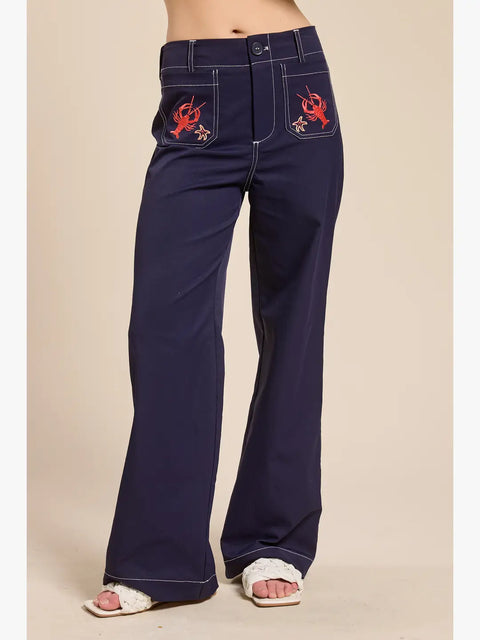 Marine Embroidery Trousers