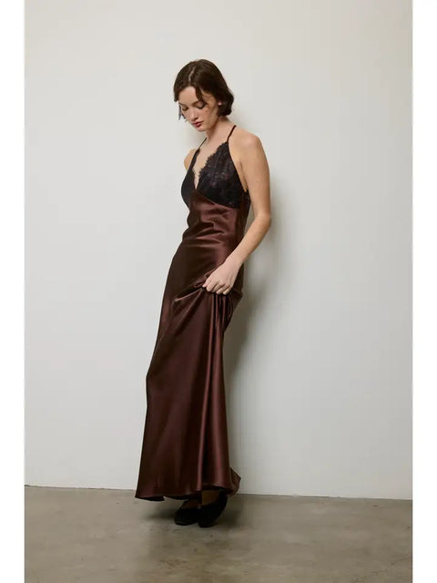 Noir Lace Satin Slip