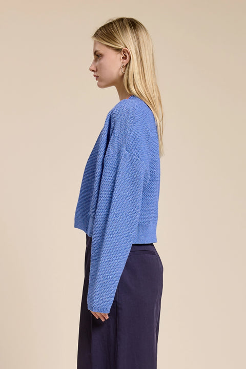 Coastal Blue Waffle Sweater Cardigan