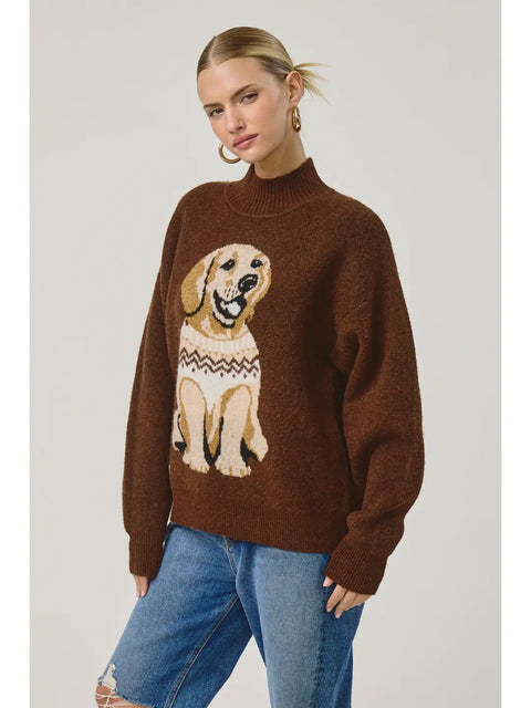 Cozy Pup Mock Neck Sweater