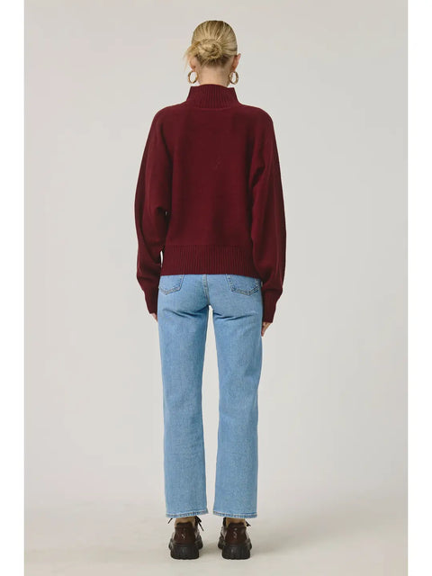Terni Dolman Neck Cashmere Sweater Pullover in Maroon