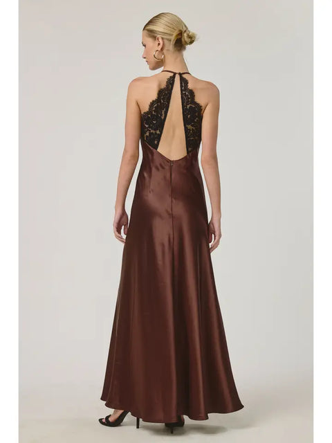 Noir Lace Satin Slip