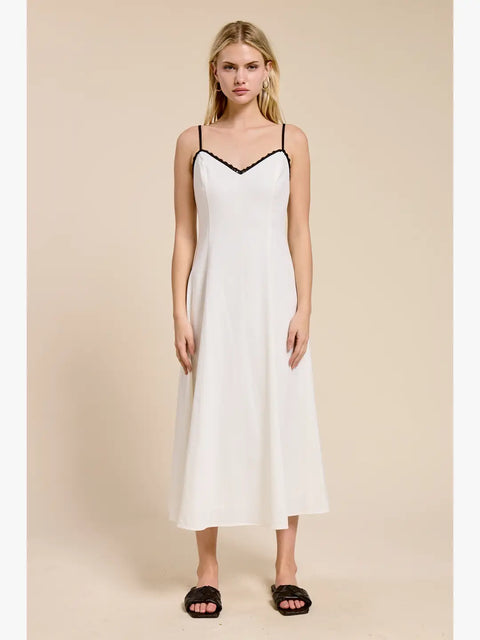 Seine Summer Midi Dress in White