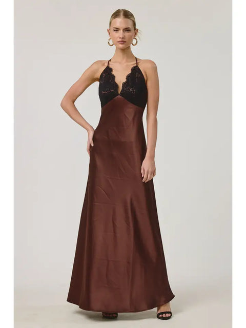 Noir Lace Satin Slip