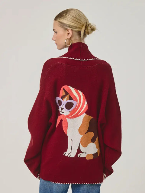 Coco Chic Cardigan in Burgundy