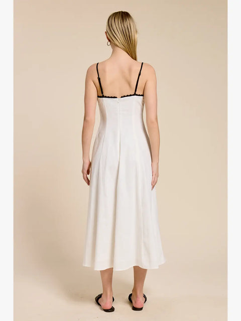 Seine Summer Midi Dress in White