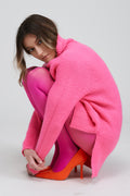 Leilani Funnel neck Sweater Pullover in Hot Pink